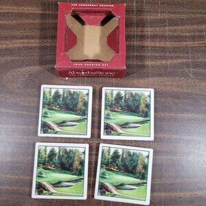 Vintage Absorbent Coasters – Set of 4 – Golf Course Design - Cork Back